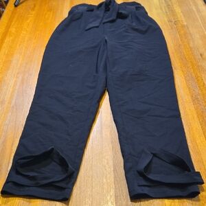 Grace Karin Women Small Classic Black Cloth Belt High Waist Ankle Tie Dress Pant